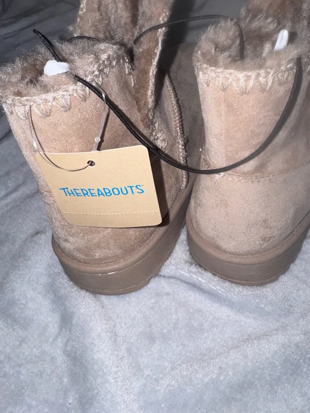 Cozy Faux-Shearling Short Boots in Light Taupe